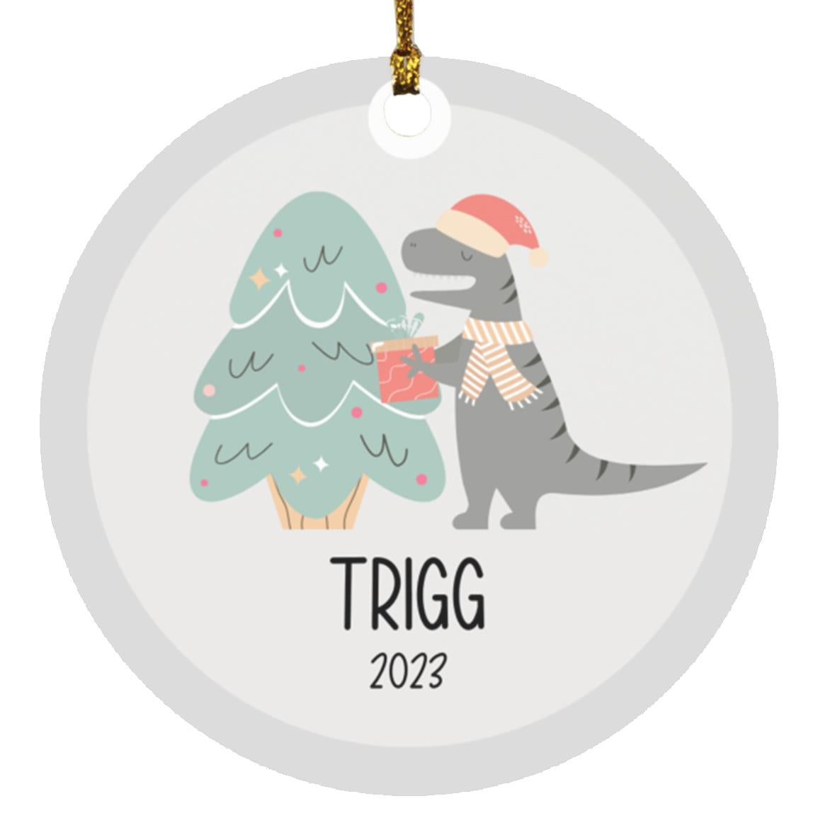 Personalized T-Rex Christmas Ornament