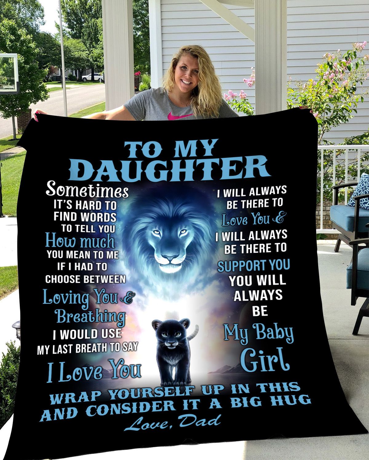 To My Daughter- Love Dad Fleece Blanket 60x80 (Queen Size)