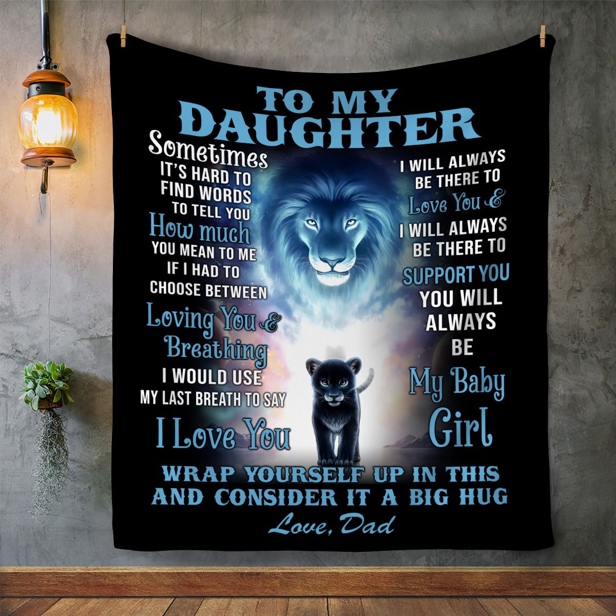 To My Daughter- Love Dad Fleece Blanket 60x80 (Queen Size)