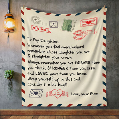 Note To My Daughter-Love Mom Fleece Blanket 60x80 (Queen Size)