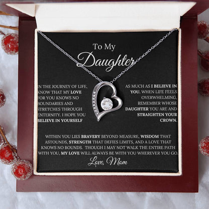 To My Daughter ~ Love, Mom - Forever Love Heart Pendant