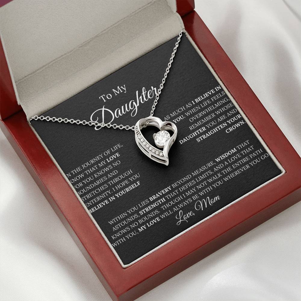 To My Daughter ~ Love, Mom - Forever Love Heart Pendant