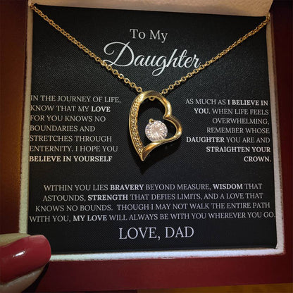 To My Daughter ~ Love, Dad- Forever Love Heart Pendant