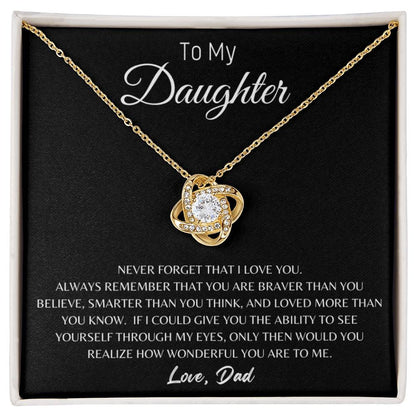 To My Daughter-Love Dad- Love Knot Necklace