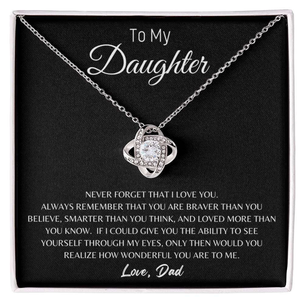 To My Daughter-Love Dad- Love Knot Necklace