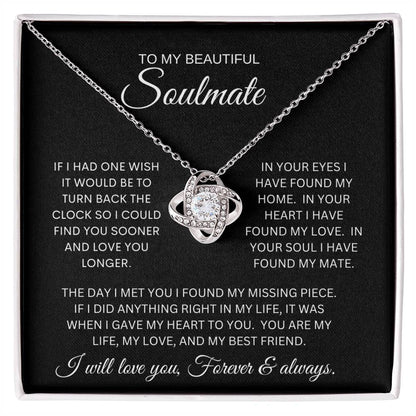 To My Beautiful Soulmate Love Knot Necklace