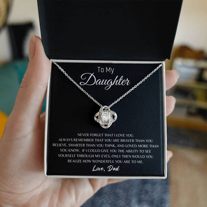 To My Daughter-Love Dad- Love Knot Necklace