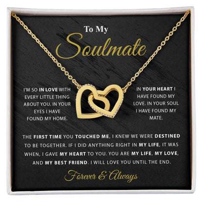 To My Soulmate- Interlocking Hearts Necklace