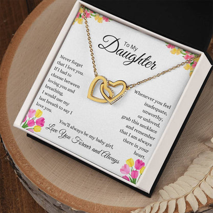 To My Daughter Interlocking Hearts Necklace