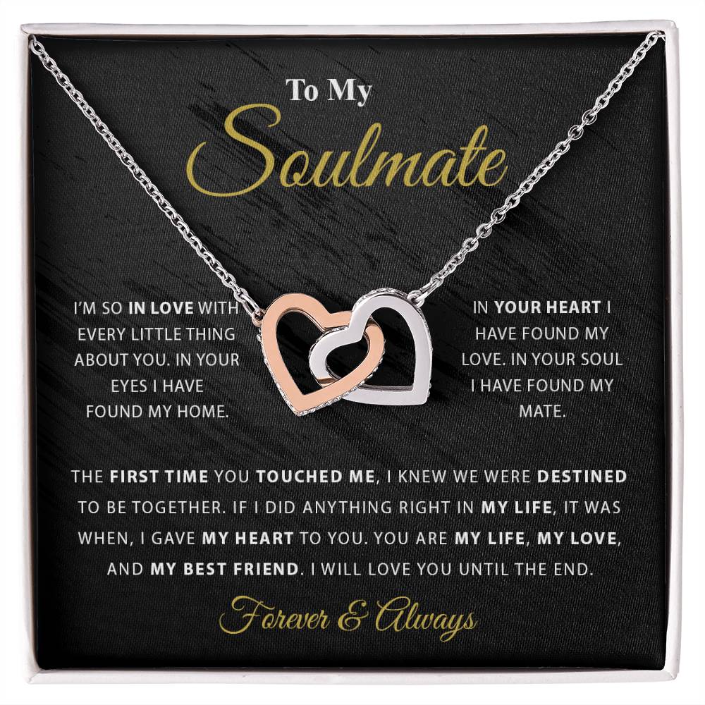 To My Soulmate- Interlocking Hearts Necklace