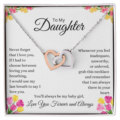 To My Daughter Interlocking Hearts Necklace