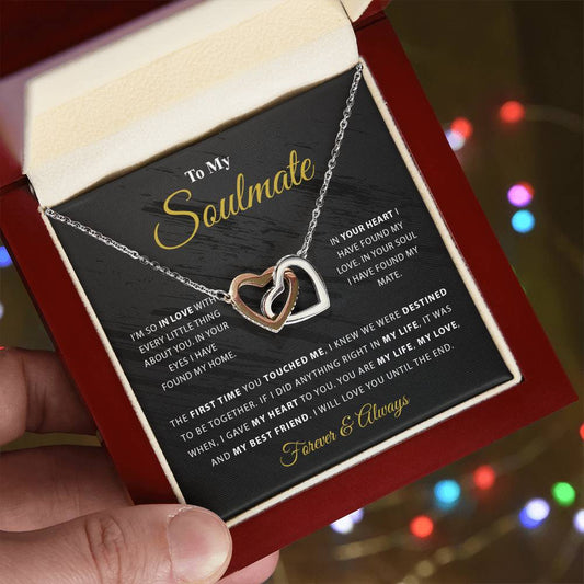 To My Soulmate- Interlocking Hearts Necklace