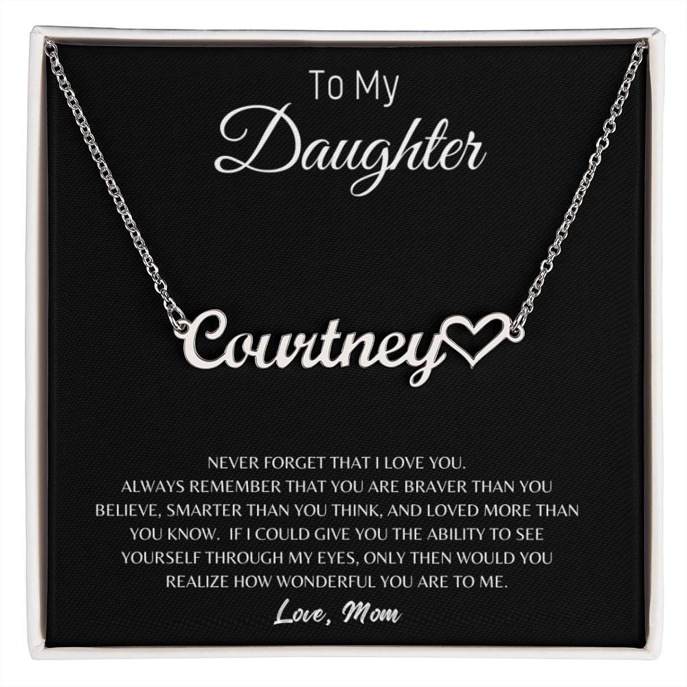 To My Daughter-Love Mom Personalized Name Necklace