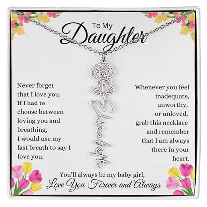 To My Daughter Personalized Birth Flower Name Necklace