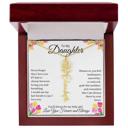 To My Daughter Personalized Birth Flower Name Necklace