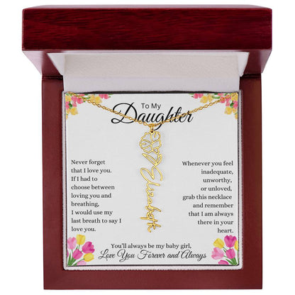 To My Daughter Personalized Birth Flower Name Necklace