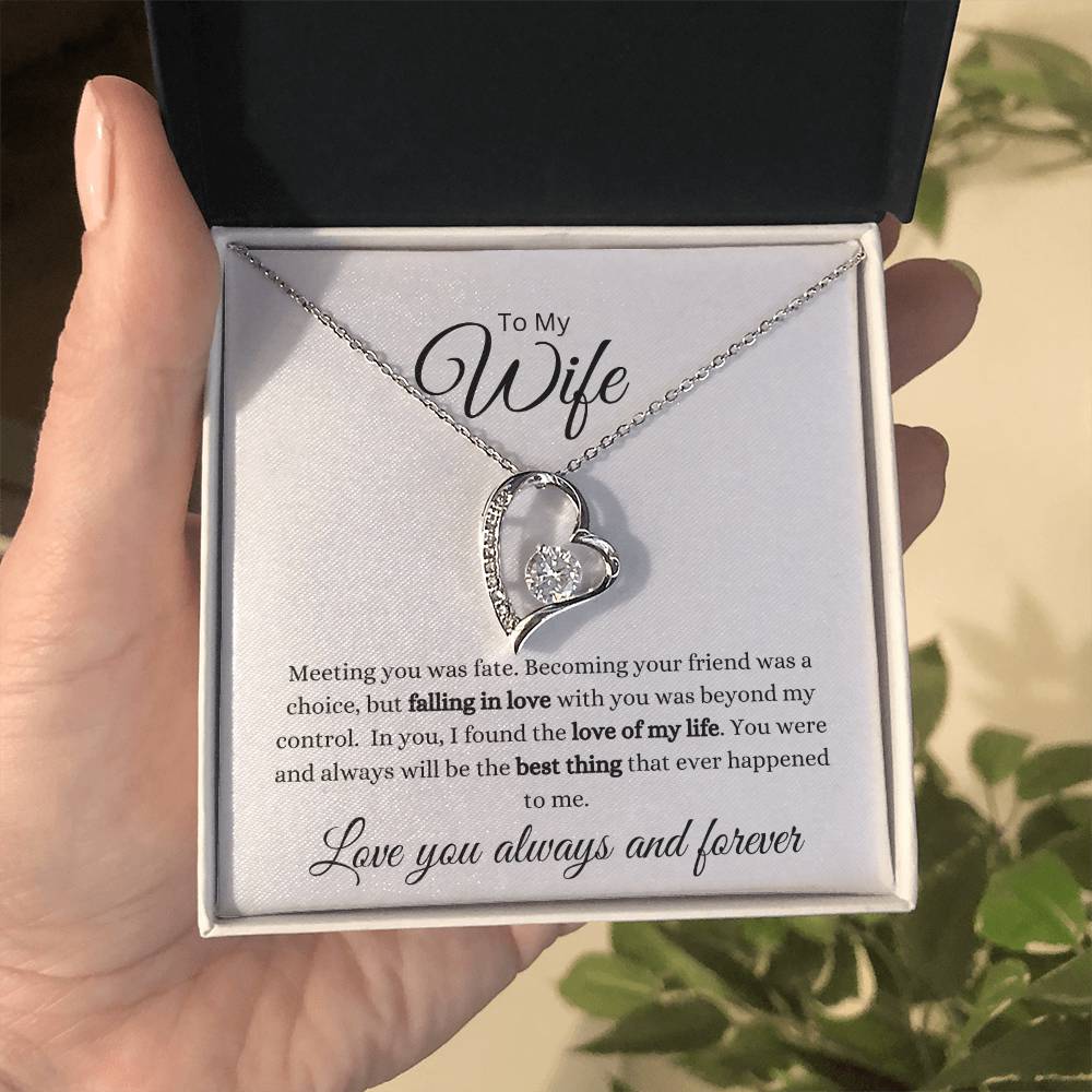 To My Wife-Meeting You Was Fate Forever Love Necklace (white background)