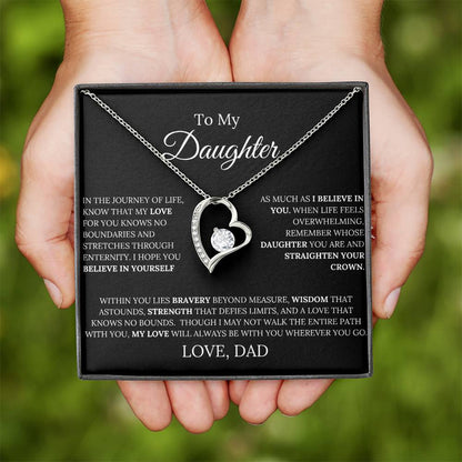 To My Daughter ~ Love, Dad- Forever Love Heart Pendant