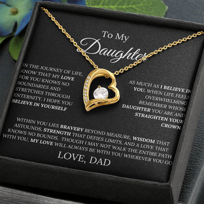 To My Daughter ~ Love, Dad- Forever Love Heart Pendant