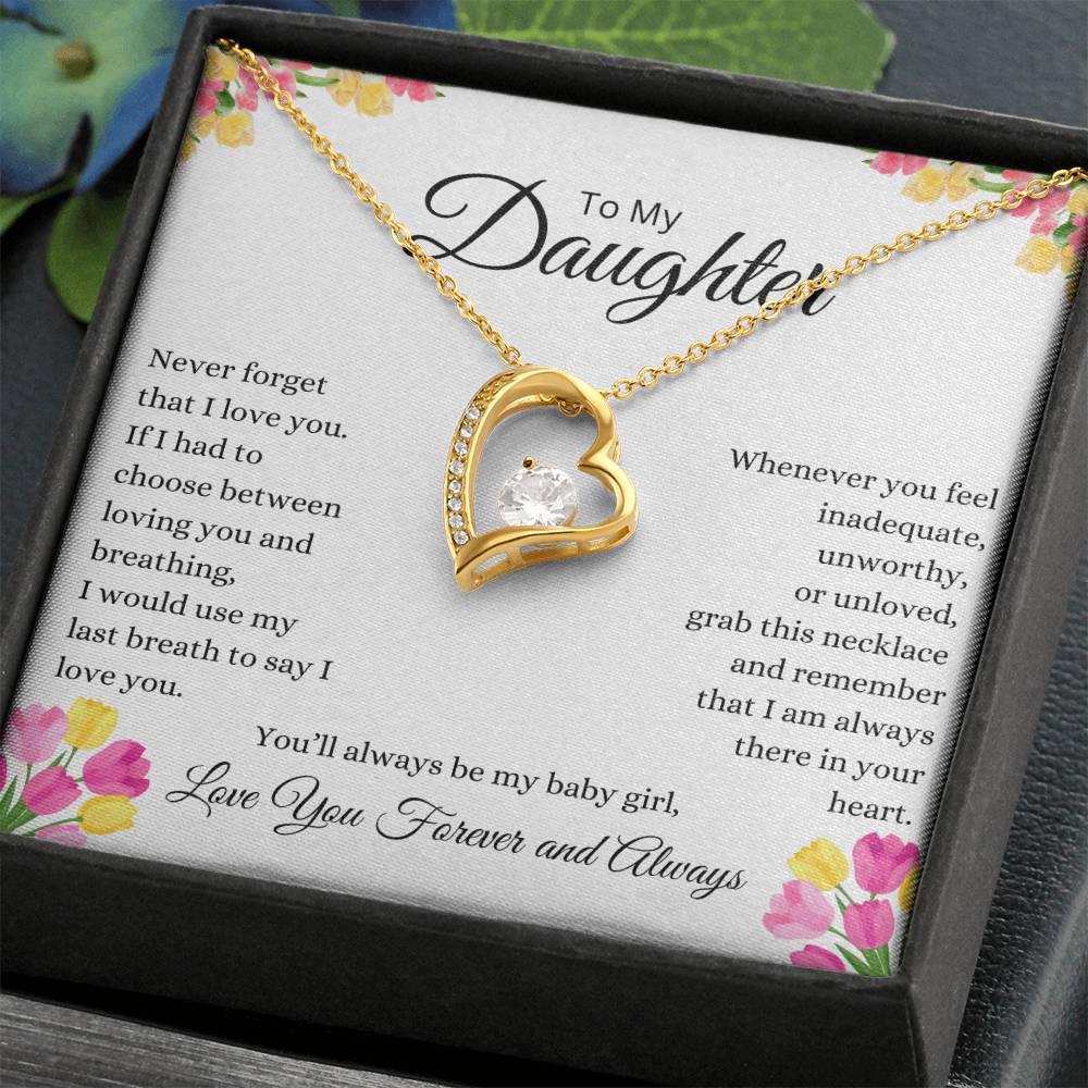 To My Daughter Never Forget Forever Love Necklace